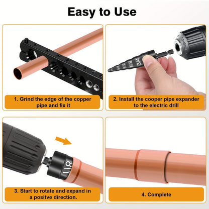 Copper Pipe Tube Expander Swaging Drill Bit Set 6-in-1 HVAC Tool 1/4 3/8 1/2 5/8 3/4 7/8 Inch for Entryways, Bedrooms and Living Spaces