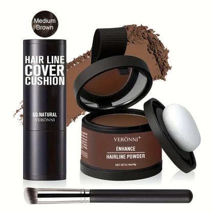 Hair Root Concealer Powder with Brush - Instantly Covers Gray Roots & Thinning Hairline, Plant-Based Keratin Formula