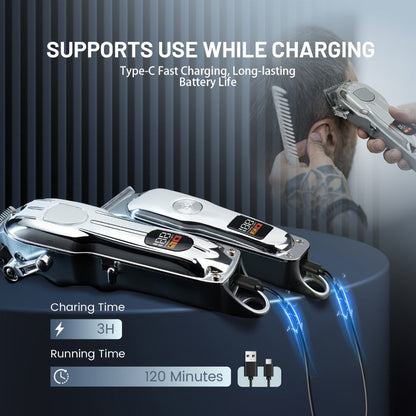 Hair Clipper MENSURE Single or Two-Tool Cordless Set with Type-C Charging, LCD Display and Seven Guide Combs
