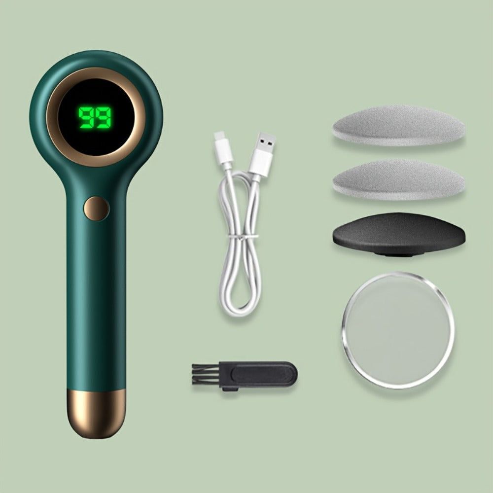 Electric Callus Remover for Feet - Rechargeable Foot File with 3 Interchangeable Heads, 2 Speed Settings & Built-in Vacuum