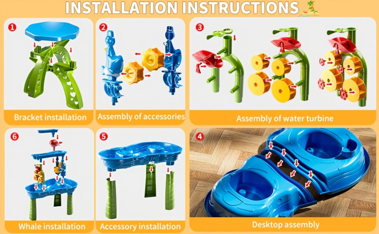 Sand and Water Table for Toddlers 3-Tier, Outdoor Sensory Play Set with Shovel Scoop & Strainer