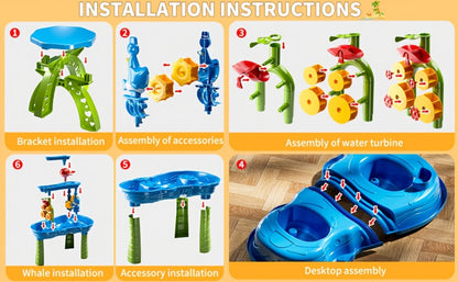 Sand and Water Table for Toddlers 3-Tier, Outdoor Sensory Play Set with Shovel Scoop & Strainer