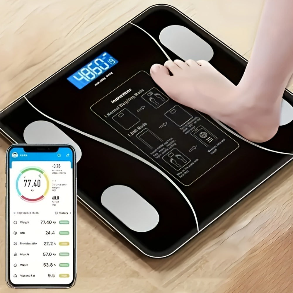 Digital Bathroom Scale Body Weight Scale LED Backlit Display Tempered Glass Compact for Entryways, Bedrooms and Living Spaces
