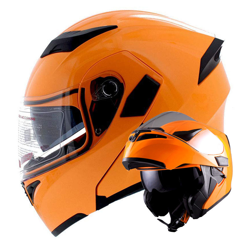 Motorcycle Helmet Modular Flip-Up Full-Face Shell with Dual Visors, S-XL Sizes and Arrow, Storm or Glossy Styles