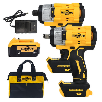 Cordless Power Tool Combo Kit for Dewalt 20V Battery - Impact Wrench 1500Nm, Brushless Drill & Screwdriver Set for Home & Construction