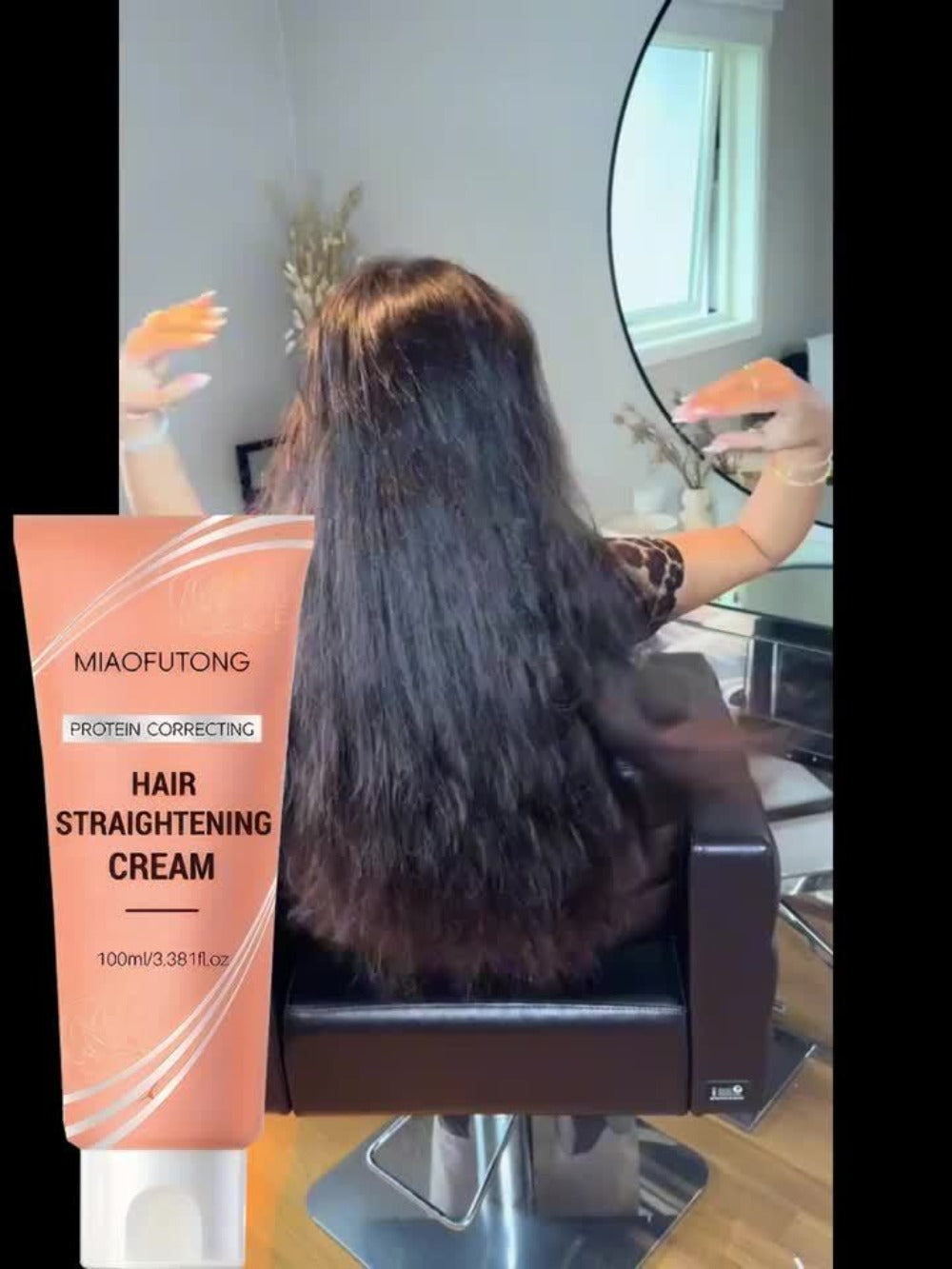 Smoothing Hair Straightening Cream with Protein & Keratin, Deep Frizz Control Treatment for All Hair Types