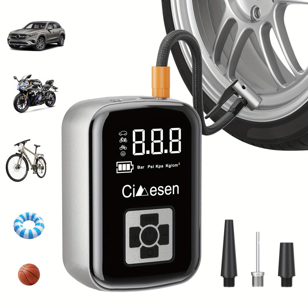 Portable Tire Inflator Air Compressor 150PSI 100W Cordless 4000mAh Digital Display 5 Modes USB-C Fast Charge for Car Motorcycle Bicycle Ball