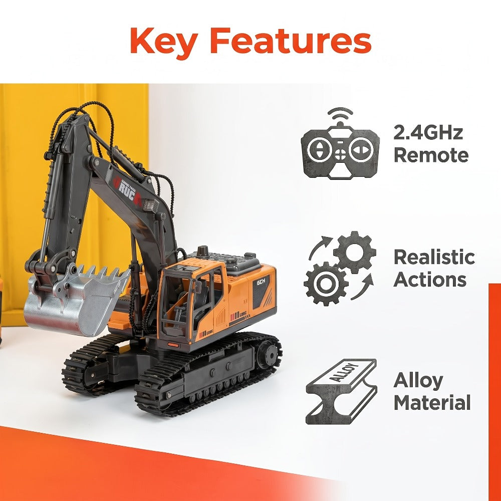 RC Engineering Vehicle Set 11-Channel 2.4GHz, 2-in-1 & 4-in-1 Remote Control Excavator Dump Truck Bulldozer