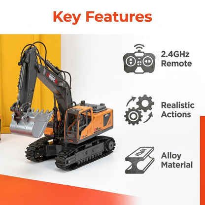RC Engineering Vehicle Set 11-Channel 2.4GHz, 2-in-1 & 4-in-1 Remote Control Excavator Dump Truck Bulldozer