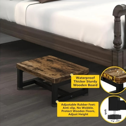 Step Stool Ladder Steel Wood Frame Single Step for Adults Bedroom Kitchen Bathroom Small for Home Cooking, Dining and Outdoor Meals