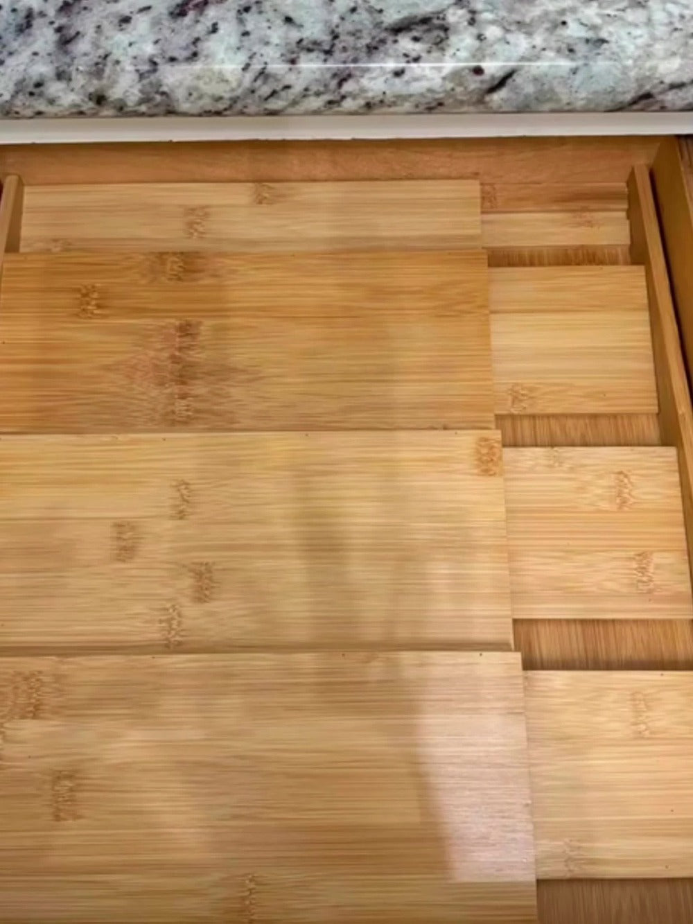 Spice Drawer Rack Kitchen Organizer 4-Tier Expandable Bamboo Tray Adjustable from 12 to 23 Inches