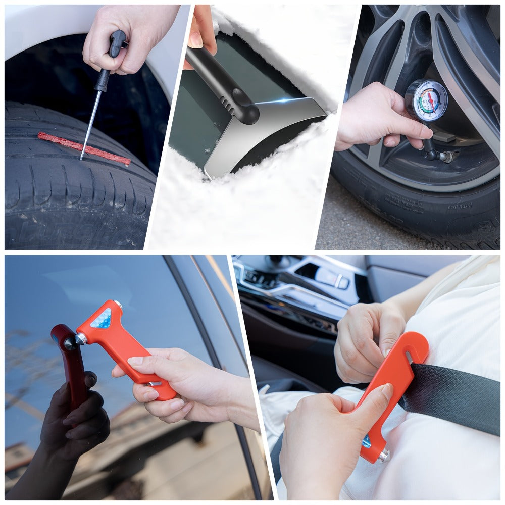 Car Roadside Emergency Kit with Jumper Cables, Towing Rope & Multifunctional Shovel – Complete Vehicle Safety Kit for Cars, Trucks & SUVs