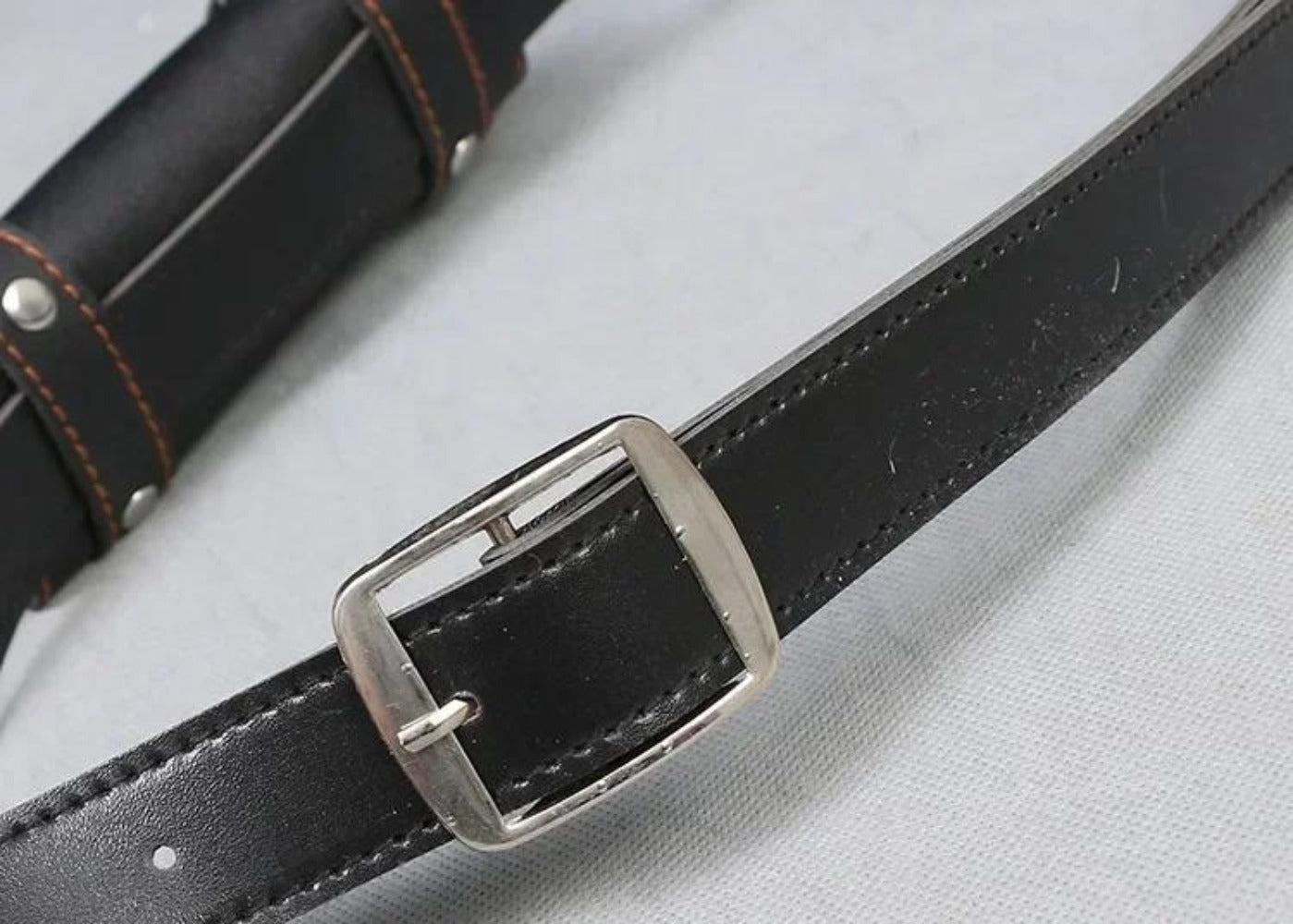 Sword Belt Holster with Dual Buckle Loops in Black or White for Katana-Style Costume Props
