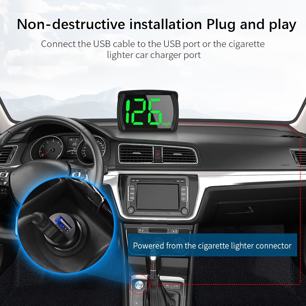 Car HUD Head Up Display OBD2 + GPS Speedometer 3-Inch Windshield Projector, Real-Time Speed MPH, Universal Fit for Cars Trucks Buses Bikes