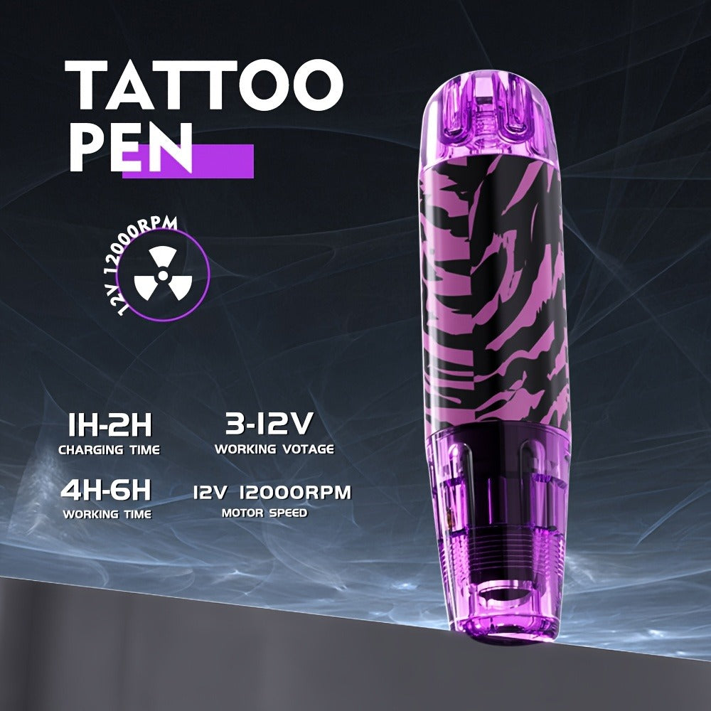 Tattoo Machine Kit GOLDPLUME TM-74 Wireless Rotary Pen with 1500mAh Battery, 10 Cartridges and 7 Ink Bottles