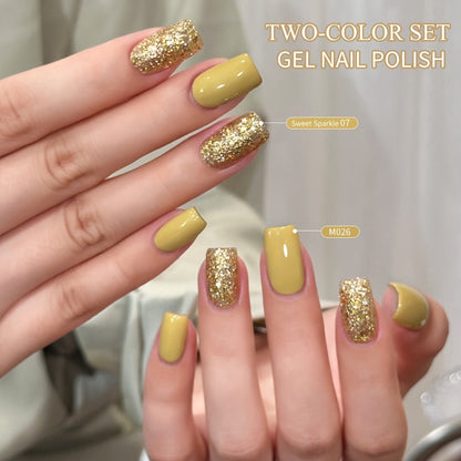 Gel Nail Polish Two-Color Candy Glitter Duo, 0.51 oz Each with Seven Shade Pair Options for UV/LED Curing