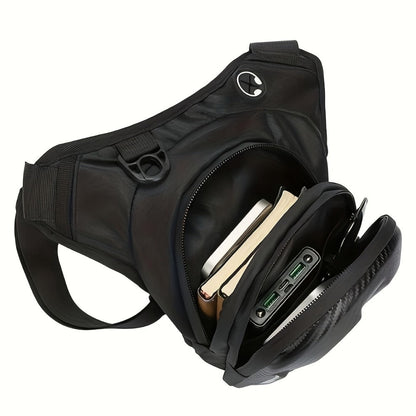 Waterproof Motorcycle Leg Bag EVA with Headphone Jack Double Zipper Adjustable Strap for Off-Road Riding – Thigh Waist Pack Secure Storage