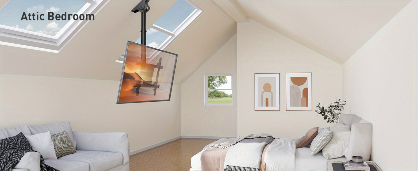 Ceiling TV Mount 37-75 Inch - 360° Swivel & Tilt Adjustable Bracket for Flat & Curved TVs up to, VESA 600x400mm