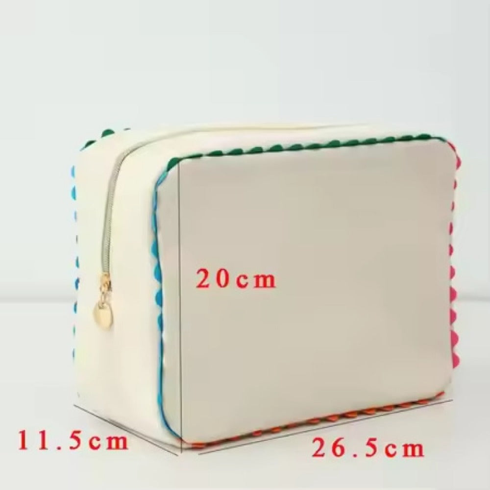 Large Capacity Lace Makeup Bag Women Elegant Floral Cosmetic Organizer Portable Travel Toiletry Bag Vanity Case Beige Birthday Bridesmaid