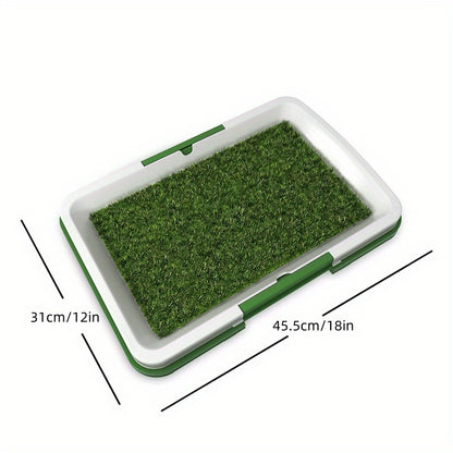 Artificial Grass Dog Potty Training Mat with Tray – Non-Slip Splash-Proof Indoor Puppy Toilet, Odor-Free 3-Layer Design