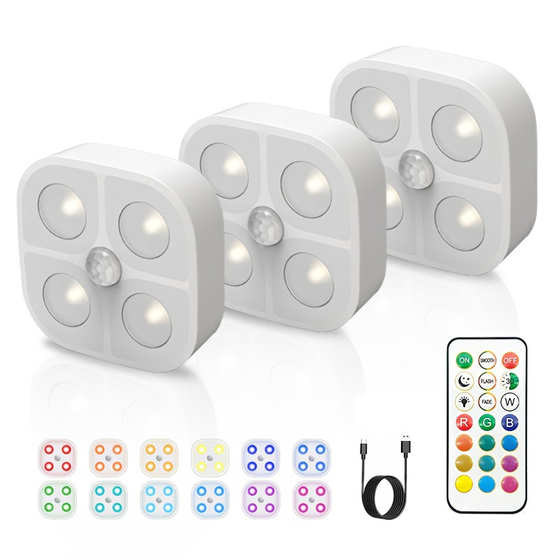 Puck Lights Rechargeable RGB with Charging Station - Motion Sensor Under Cabinet Lighting for Home Cooking, Dining and Outdoor Meals