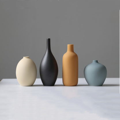 Ceramic Vase Set of 4 Small Vases for Dried Flowers Pampas Grass, Morandi Color Modern Farmhouse Home Decor