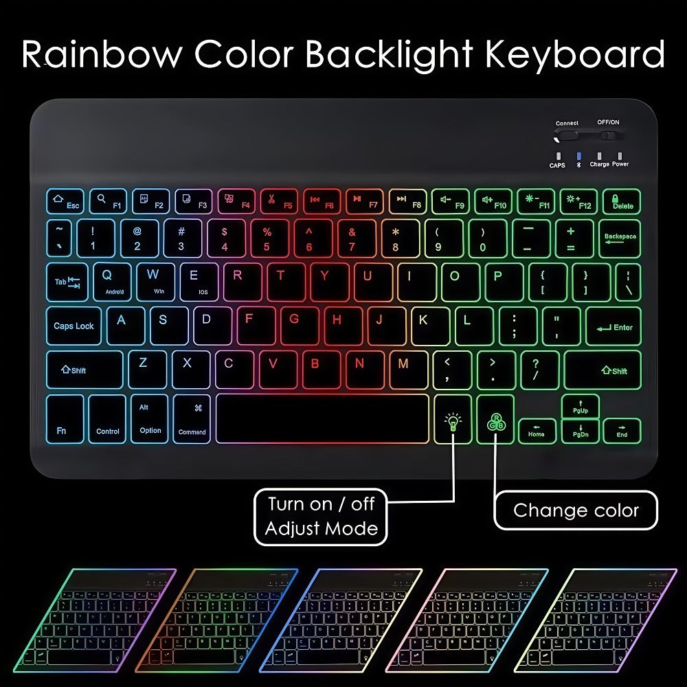 RGB Backlit Keyboard and Mouse Combo 7 Color LED, Ultra-Thin Scissor Keys Quiet Wired Set for PC Desktop Laptop