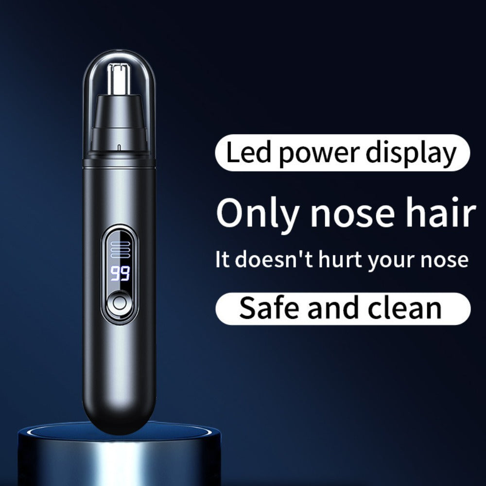 Electric Nose Trimmer with LED Display – USB Rechargeable Painless Facial Hair Removal Device for Men & Women, Nose Ear & Eyebrow Trimmer