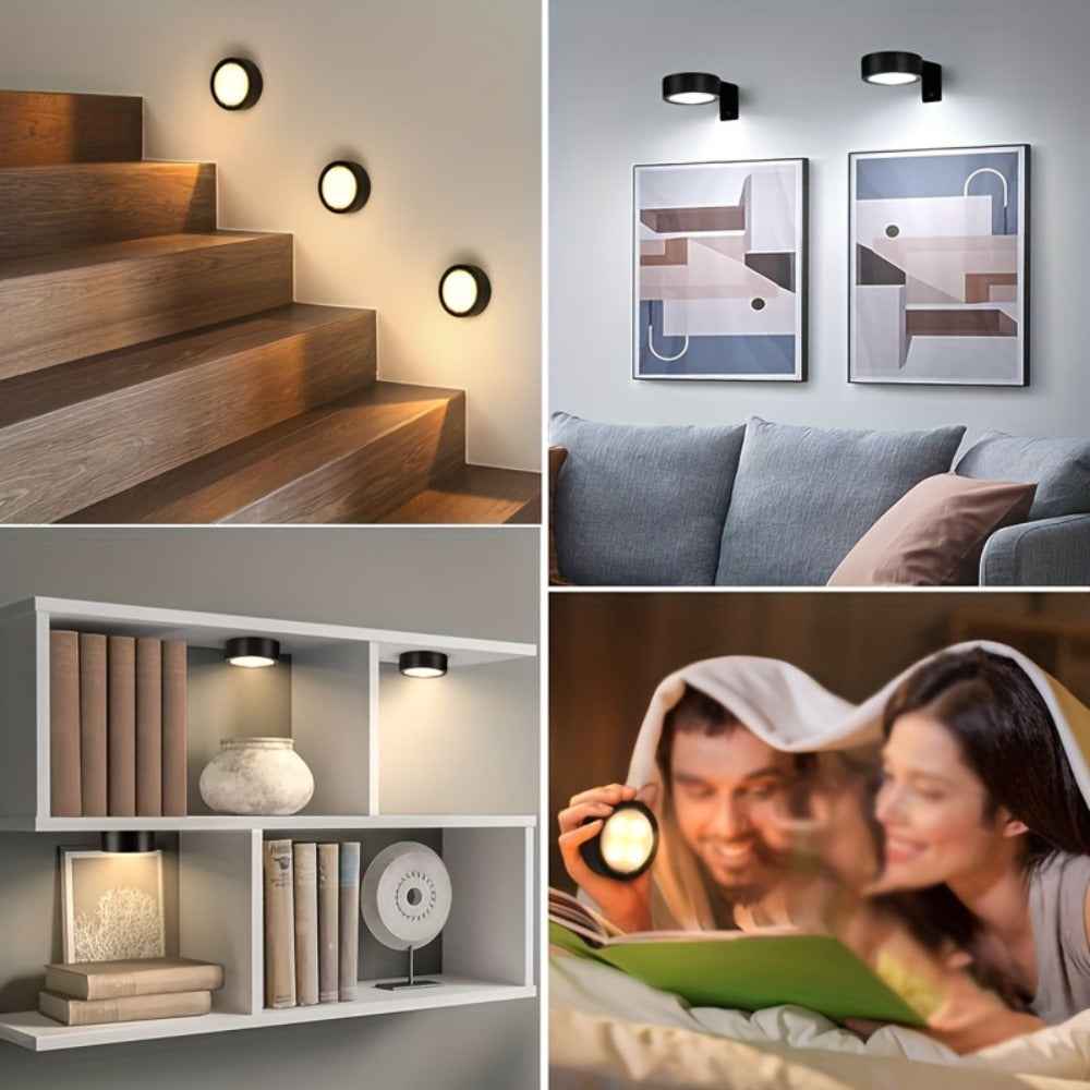 Battery Operated Picture Lights 3-Pack, Magnetic Painting Light with Remote & Timer, 3 Lighting Modes Dimmable Wireless Wall Puck Lights