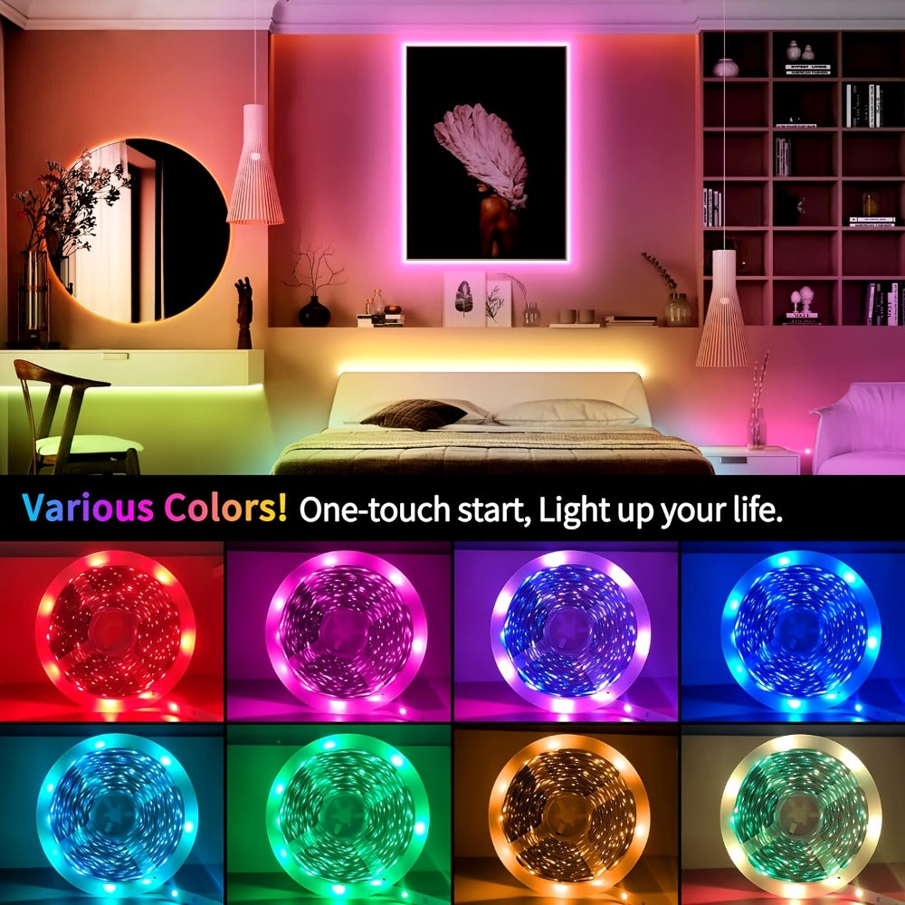 LED Strip Light RGB USB TV Backlight in 13ft or 20ft with 16-Color Remote, Dimming and Marked Cut Points