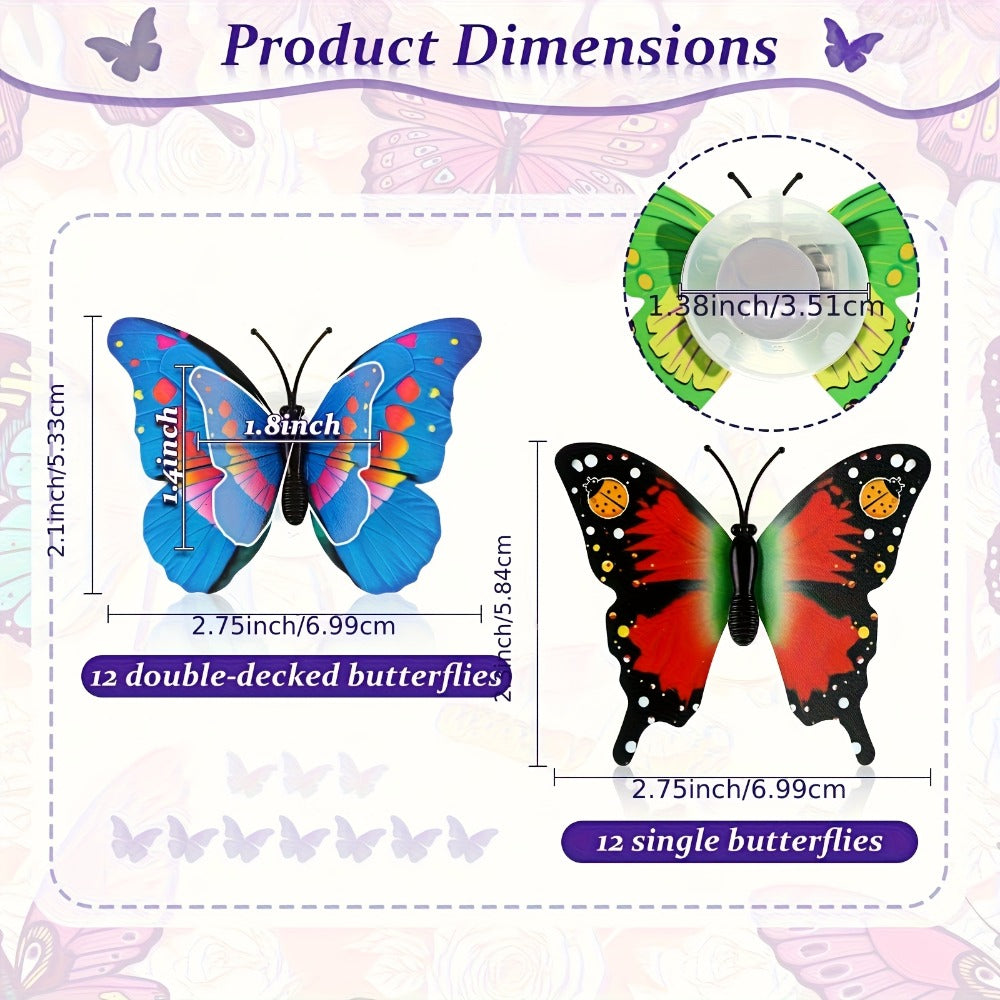LED Butterfly Wall Stickers 30pcs 3D Glowing Butterfly Decorations Night Light Colorful Wall for Entryways, Bedrooms and Living Spaces