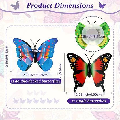 LED Butterfly Wall Stickers 30pcs 3D Glowing Butterfly Decorations Night Light Colorful Wall for Entryways, Bedrooms and Living Spaces