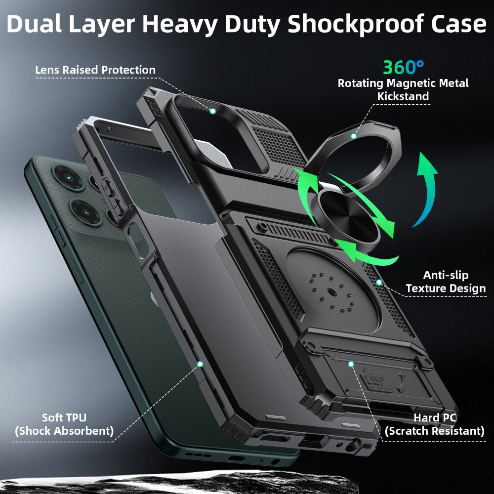 Wallet Moto G 5G 2025 2024 Case Card Holder 360° Ring Stand Dual Layer with the Listed Color, Size or Set Options for Everyday Carry