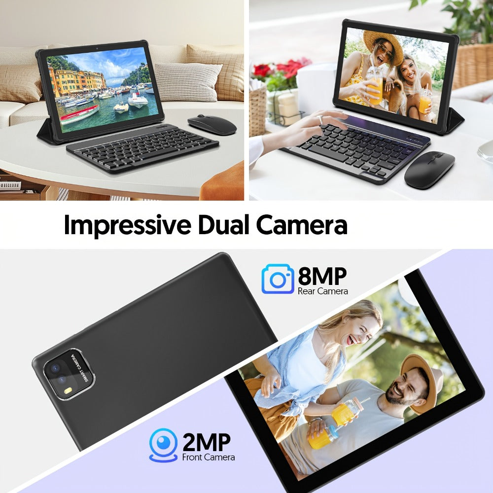 Android Tablet 10-Inch 2-in-1 with Android 14, WiFi 6, 64GB Internal Storage and Keyboard Set