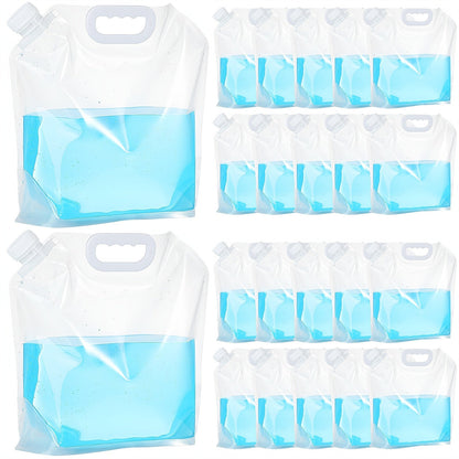 Collapsible Water Bags 20 Pack – 1.3 Gallon Each (26 Gallons Total) Food-Grade Clear Foldable Plastic Water Storage Containers