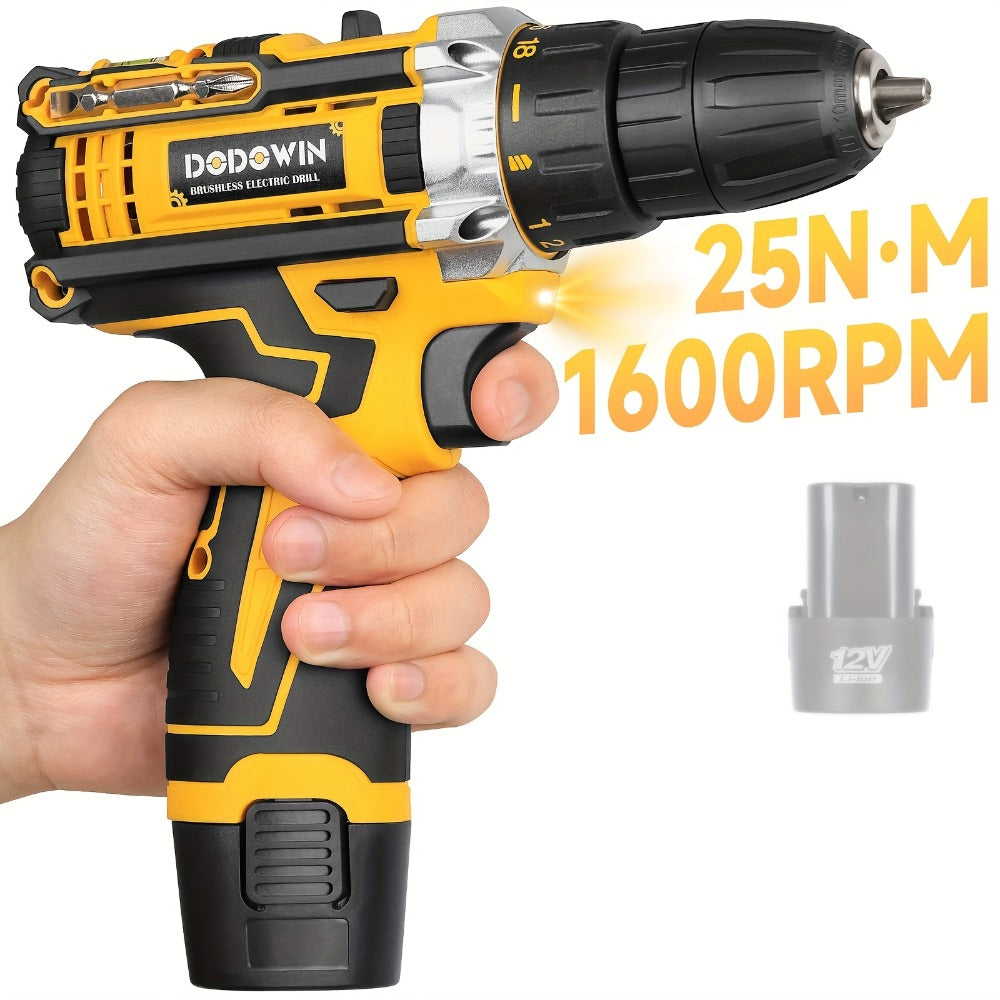 Cordless Impact Drill Set 12V / 21V Electric Drill Kit, 45Nm Torque, 2-Speed, Keyless Chuck, LED Light