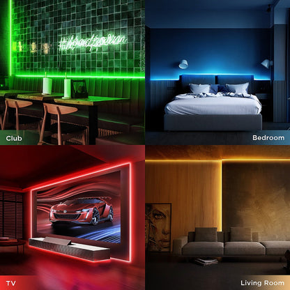 Color Changing LED Strip Lights RGB Music Sync App Remote Control 16 Million Colors Dimmable Timer DIY Smart Light Strip for Bedroom Living