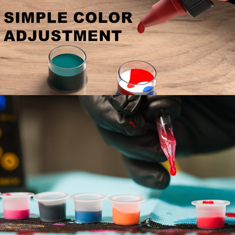 Tattoo Ink 7- or 14-Color Set with 1oz 30ml Bottles and Three Palette Configurations with Item-Specific Color, Capacity and Bottle Choices