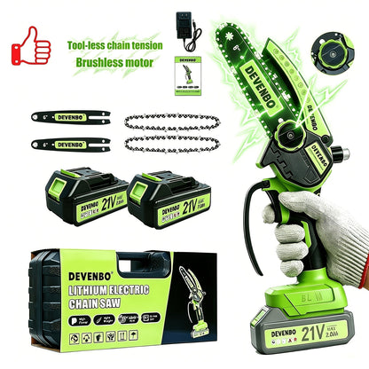 Cordless Mini Chainsaw 6-Inch, Handheld Pruning Saw with Rechargeable Battery, Adjustable Chain Tension