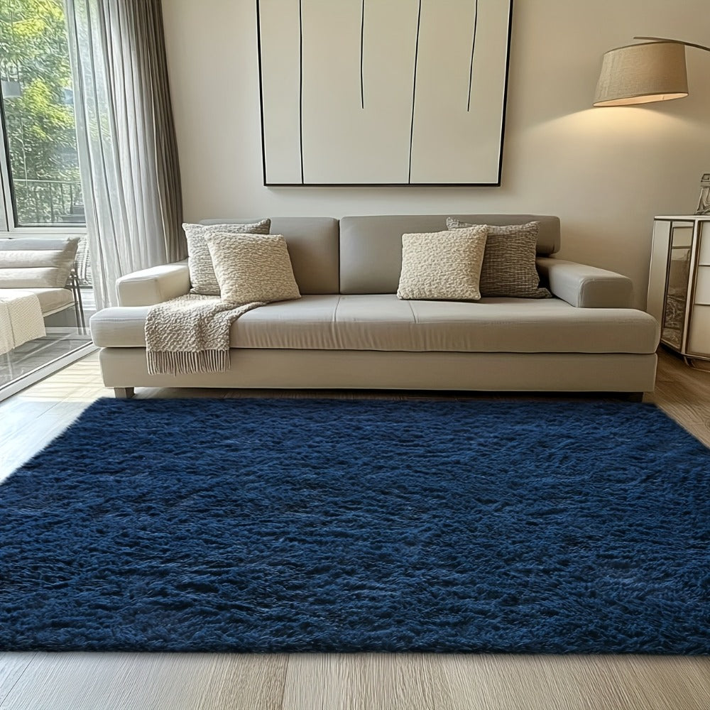 Area Rug Fluffy Faux-Fur Shag in Solid, Tie-Dye and Ombre Colors with Six available Room Sizes