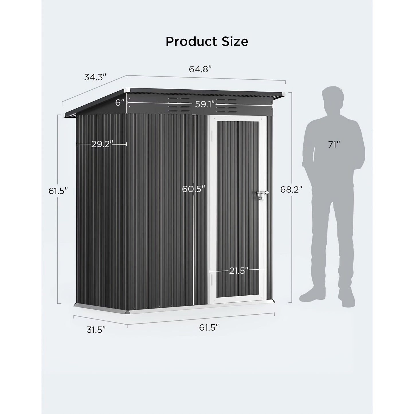 Metal Outdoor Storage Shed with Double or Single Doors in Grey, Green or Brown Checkout Models