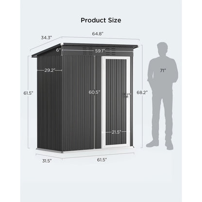Metal Outdoor Storage Shed with Double or Single Doors in Grey, Green or Brown Checkout Models