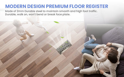Floor Vent Register Cover 4x10 Inch Walkable Steel Decorative Air Vent Grille Adjustable for Entryways, Bedrooms and Living Spaces