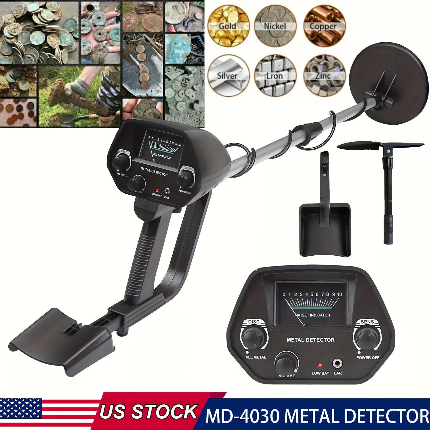 Metal Detector for Garden, Patio and Yard Use, with the Listed Configuration, for Everyday Use and Organized Storage
