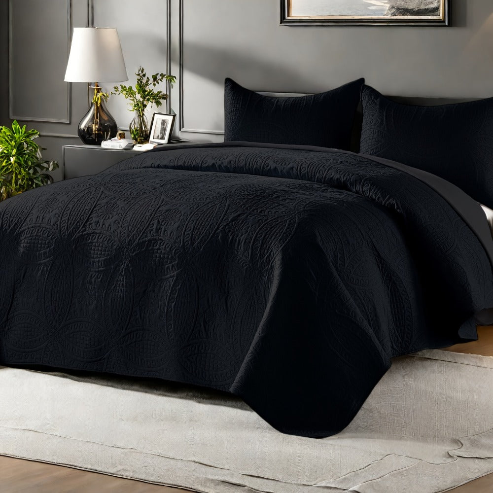 Quilt Set 2-3pcs – Lightweight Microfiber Bedspread Coin Pattern Coverlet All Seasons Twin Full Queen King Cal King