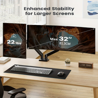 Aluminum Alloy Gas Spring Monitor Arm, Full Motion Swivel Tilt Rotate, Desk Mount for 13-32 Inch Screens