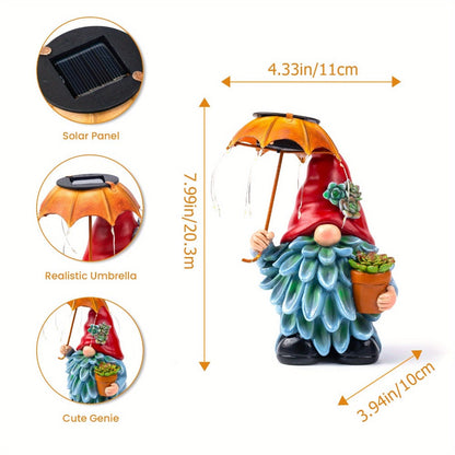 Solar Light Elf Resin Statue, Outdoor Garden Figurine That Automatically Lights Up at Night, Holiday Collectible Decor for Christmas