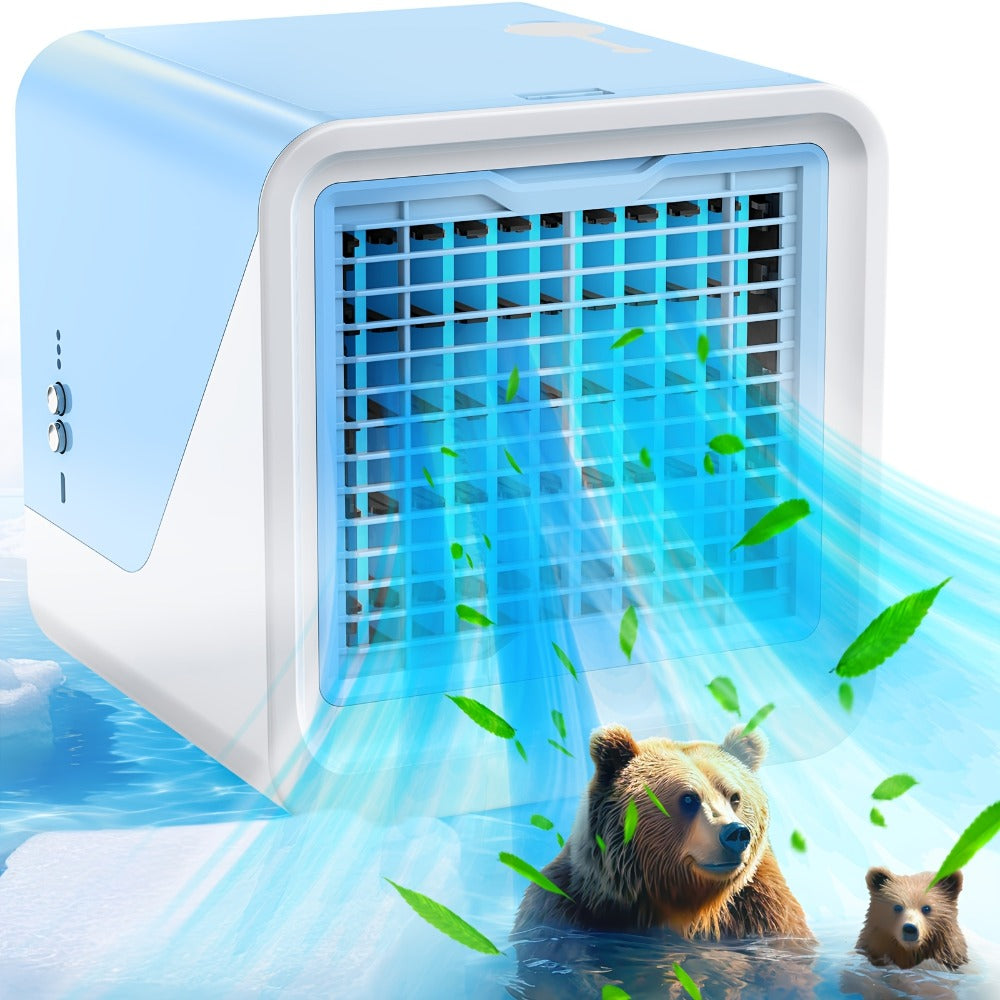 Portable Air Cooler 3-in-1 Mini Personal Air Conditioner Humidifier Fan with Atmosphere Light for Entryways, Bedrooms and Living Spaces