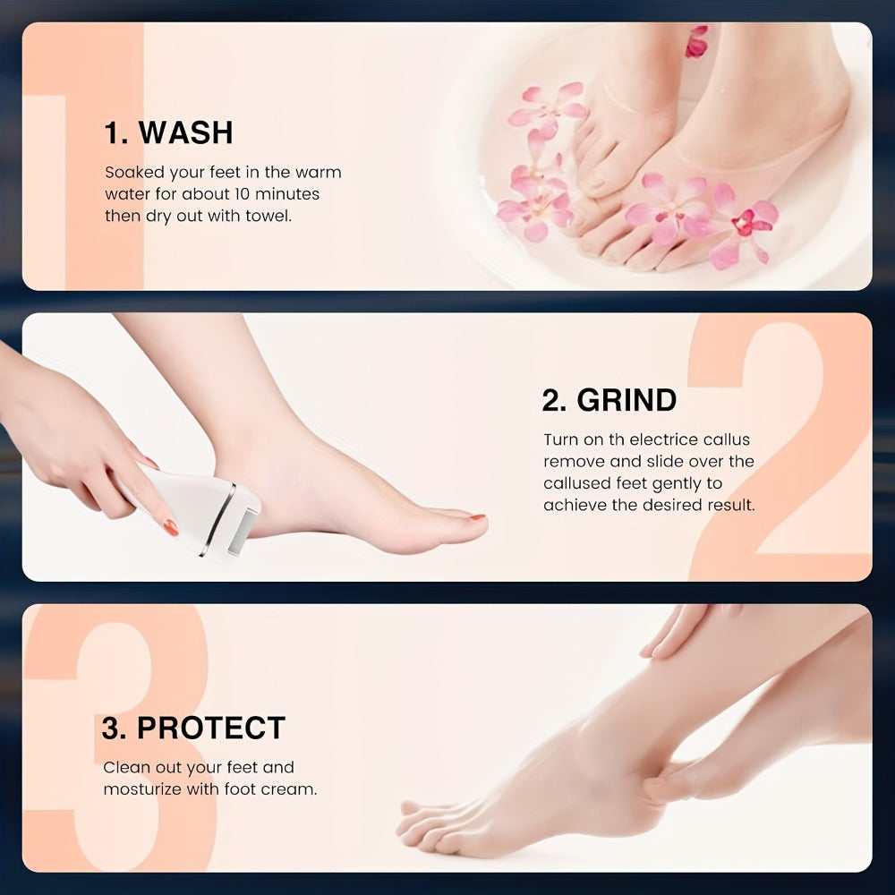 Electric Foot File 14-in-1 Rechargeable Pedicure Kit 3 Roller Heads Dead Skin Callus Remover Portable Foot Scrubber Professional Foot Care