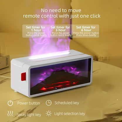 Electric Fireplace Humidifier 3D Flame Effect Aroma Diffuser 2-in-1 Cool Mist Humidifier for Entryways, Bedrooms and Living Spaces